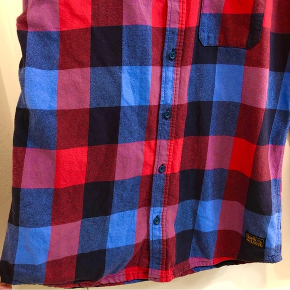 Quicksilver Plaid ButtonUp Longsleeve Flannel Chest Pocket Curved Hem Size Small - Picture 13 of 16